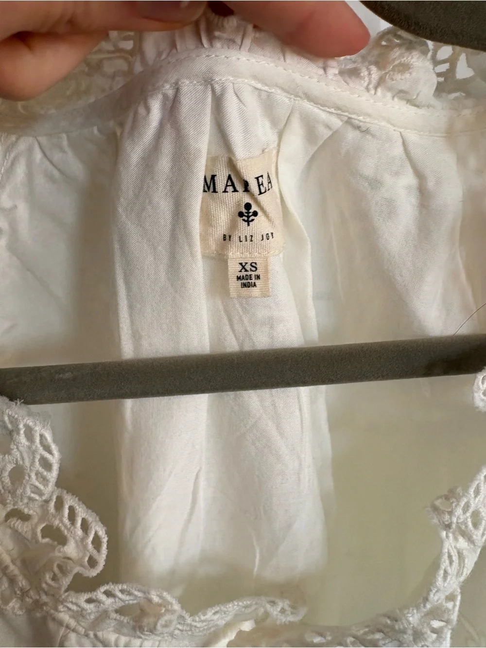 Marea White Eyelet Lace Ruffle Blouse - Feminine Summer Top - Picture 4 of 5